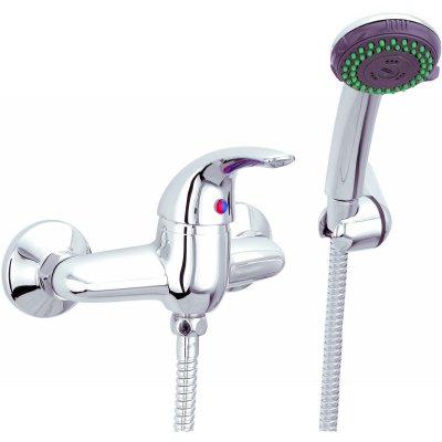 Bateria natryskowa ścienna z kompletem natryskowym chrom Deante Fliger Lado BFL 041M